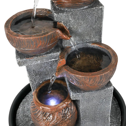 4 Tier Pots Tabletop Fountain with LED