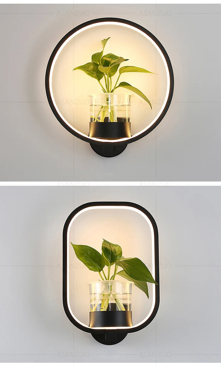 Modern LED plant wall lamps creative restaurant aisle staircase Home decor lighting fixtures bedroom bedside wall sconce Luminai