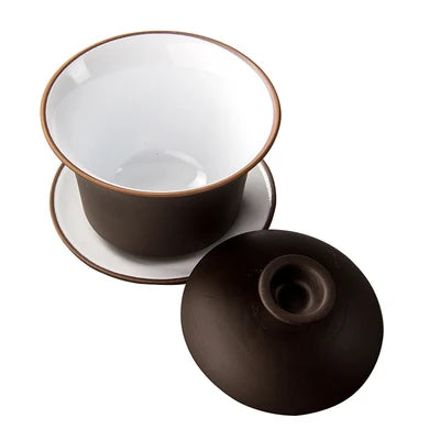 Elegant Gaiwan 盖碗 Tea Cups Purple Clay set 120ml