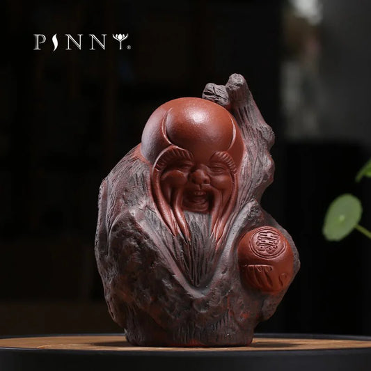 Purple Clay God Of Longevity Figurine