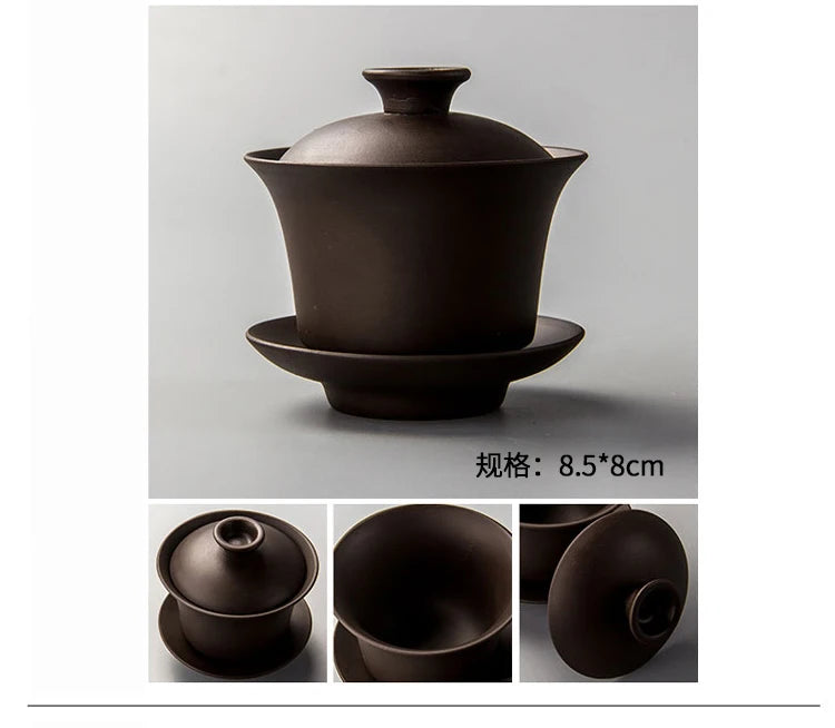 Elegant Gaiwan 盖碗 Tea Cups Purple Clay set 120ml