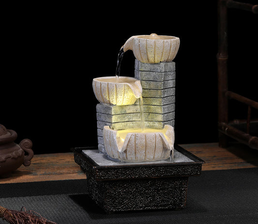 3 Pots Tabletop Indoor Waterfall Fountain