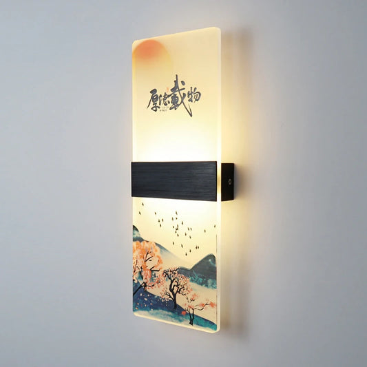 Classical Chinese Landscape Painting Wall Lamp