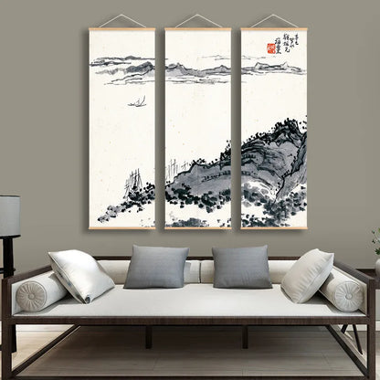 Panda Tree Mountain Canvas Painting