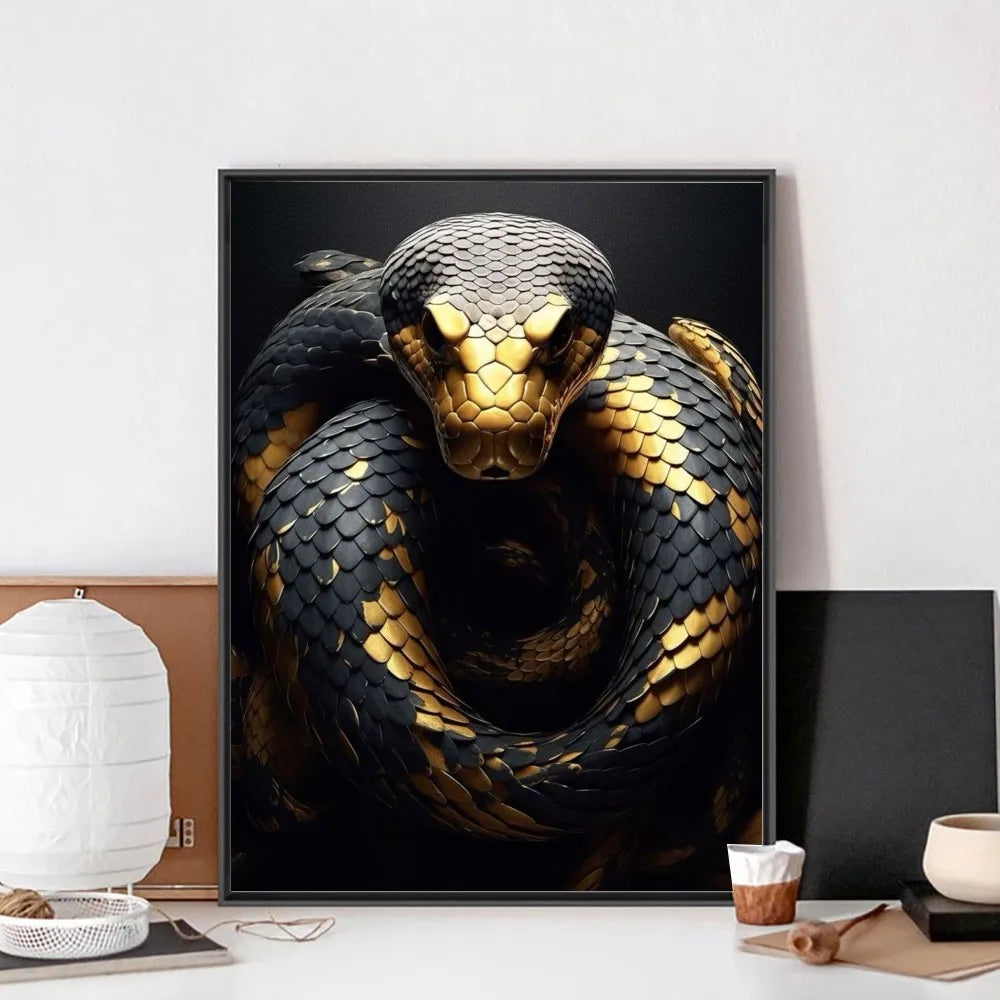 Black and Gold Animals Portrait Poster