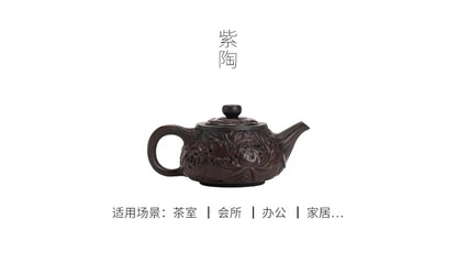 Antique Chinese Style Carved Teapot