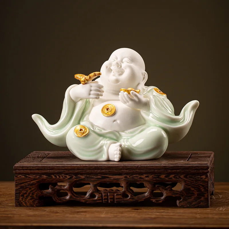 Chinese-Style Zen Mood Maitreya Ornament For Porch Sitting Room Home Office Decorative Ornaments Customized Porcelain Maitreya