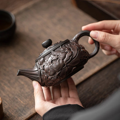 Antique Chinese Style Carved Teapot