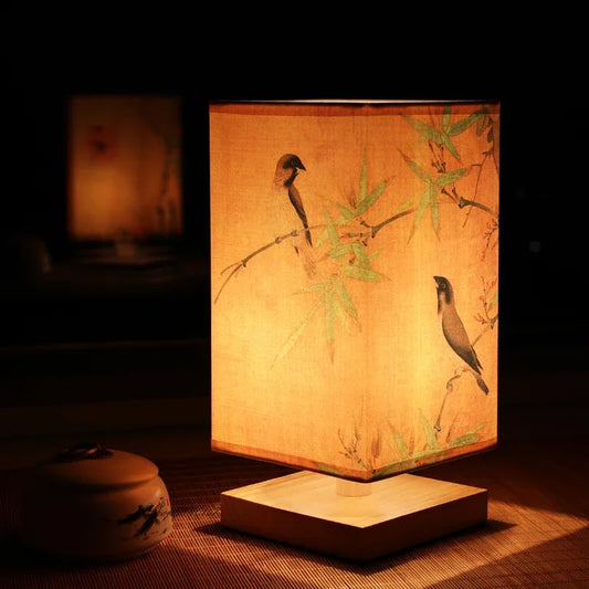 Vintage Chinese Style Wooden Table Lamp