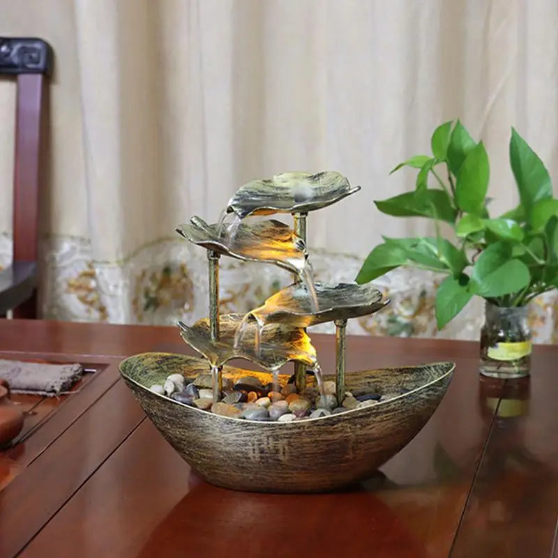 4-Tier Lotus Leaf Waterfall Fountain