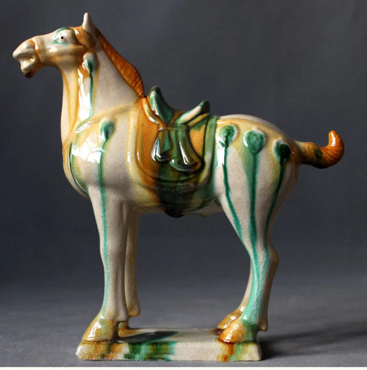 Tang Dynasty Tri-Color Glazed Ceramics War Horse