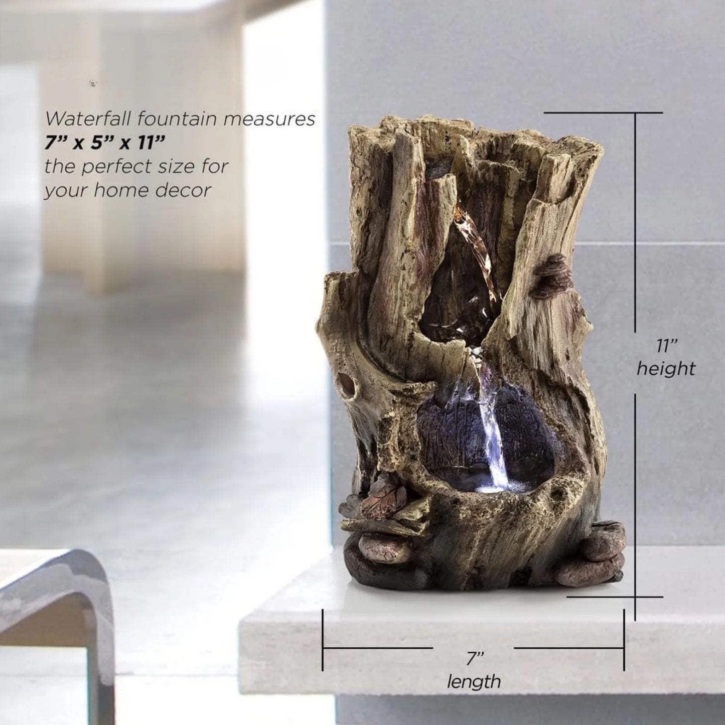 Indoor Rainforest Tabletop Fountain with LED Lights