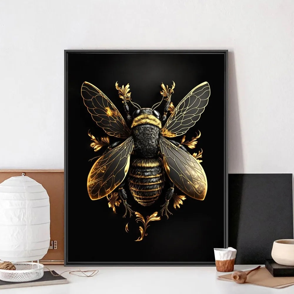 Black and Gold Animals Portrait Poster