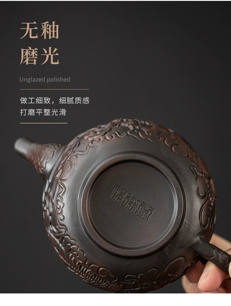 Antique Chinese Style Carved Teapot