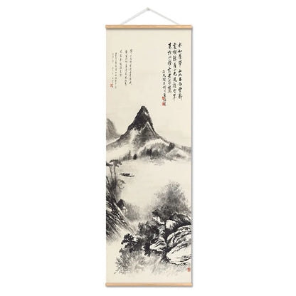 Panda Tree Mountain Canvas Painting