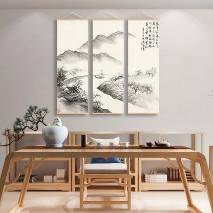 Panda Tree Mountain Canvas Painting