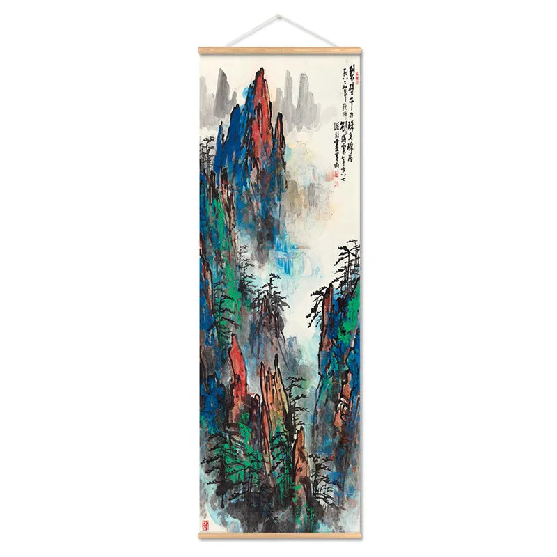 Panda Tree Mountain Canvas Painting