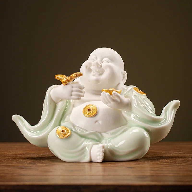 Chinese-Style Zen Mood Maitreya Ornament For Porch Sitting Room Home Office Decorative Ornaments Customized Porcelain Maitreya