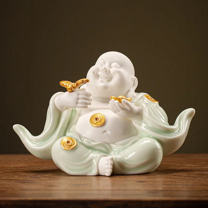 Chinese-Style Zen Mood Maitreya Ornament For Porch Sitting Room Home Office Decorative Ornaments Customized Porcelain Maitreya