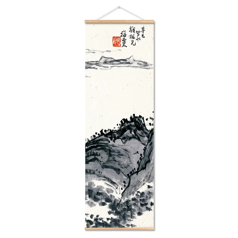 Panda Tree Mountain Canvas Painting