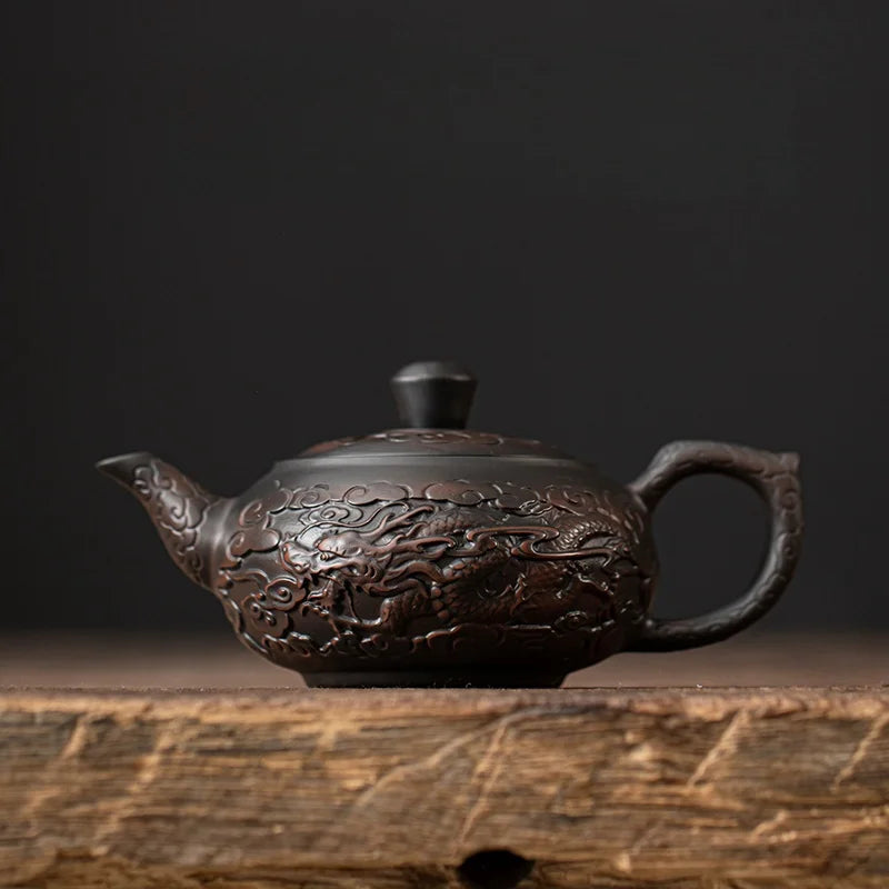 Antique Chinese Style Carved Teapot