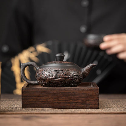 Antique Chinese Style Carved Teapot