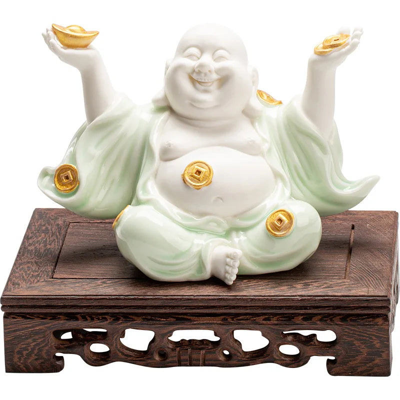 Chinese-Style Zen Mood Maitreya Ornament For Porch Sitting Room Home Office Decorative Ornaments Customized Porcelain Maitreya