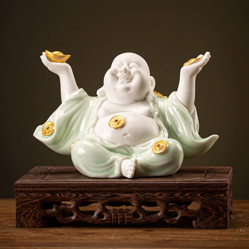 Chinese-Style Zen Mood Maitreya Ornament For Porch Sitting Room Home Office Decorative Ornaments Customized Porcelain Maitreya