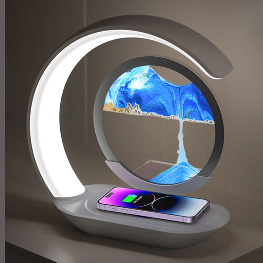 Wireless Charging Desk Lamp 3D Hourglass