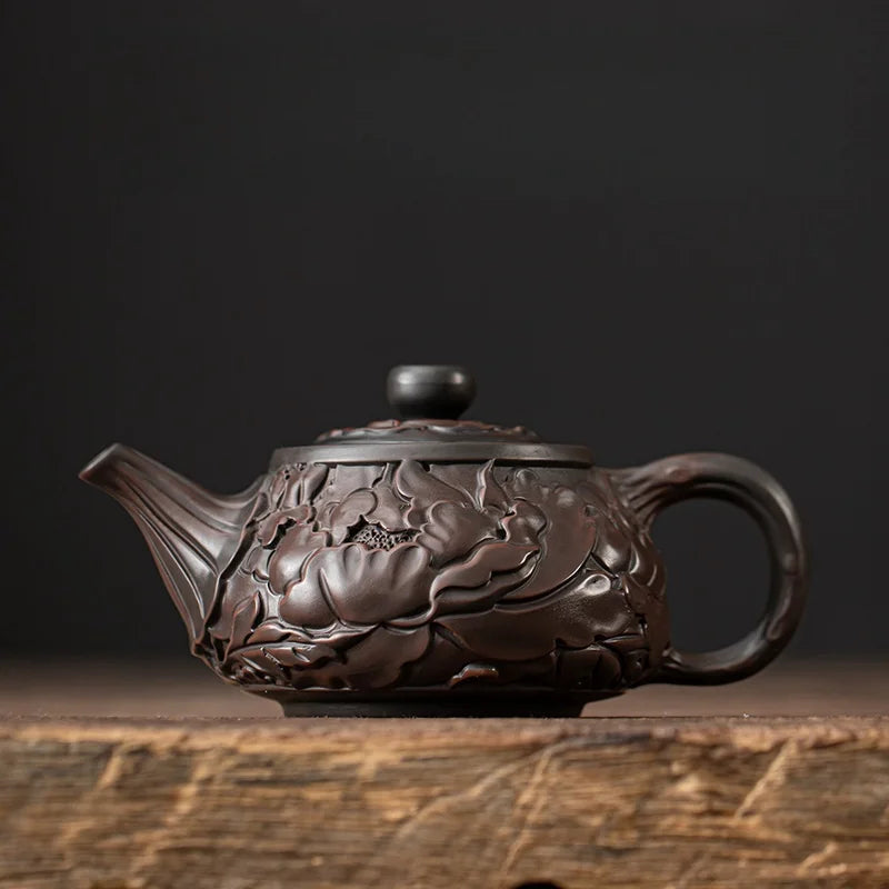 Antique Chinese Style Carved Teapot