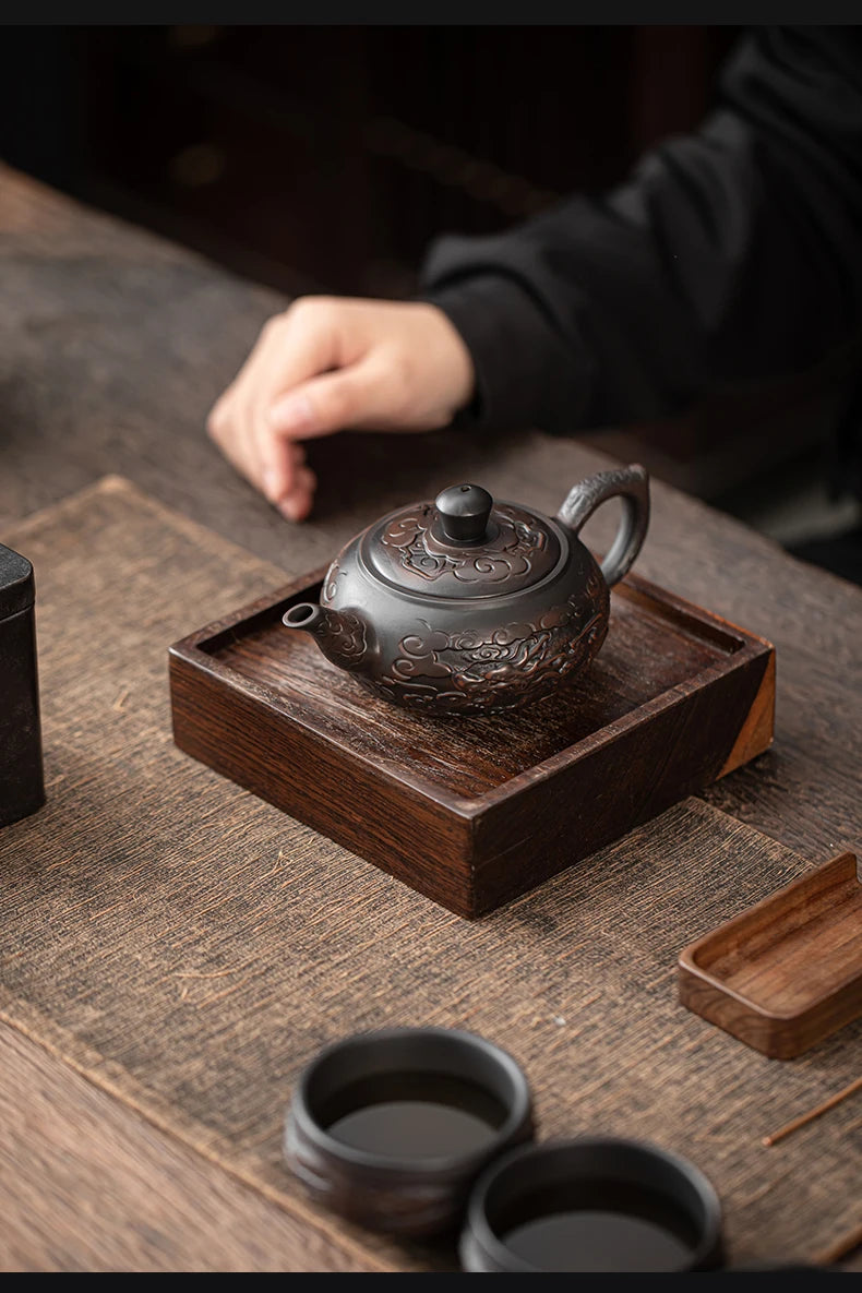 Antique Chinese Style Carved Teapot