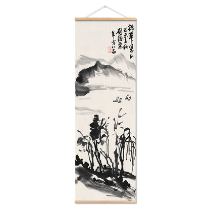 Panda Tree Mountain Canvas Painting