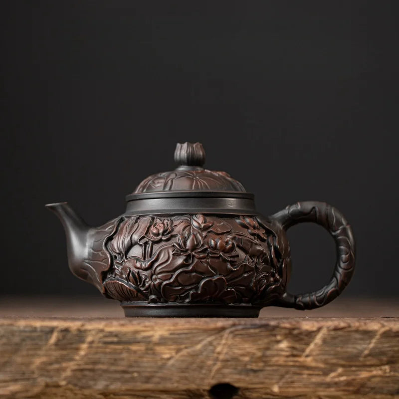 Antique Chinese Style Carved Teapot