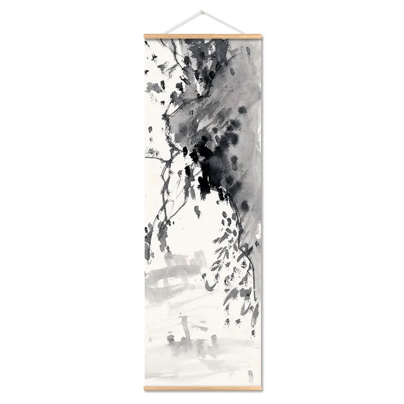 Panda Tree Mountain Canvas Painting