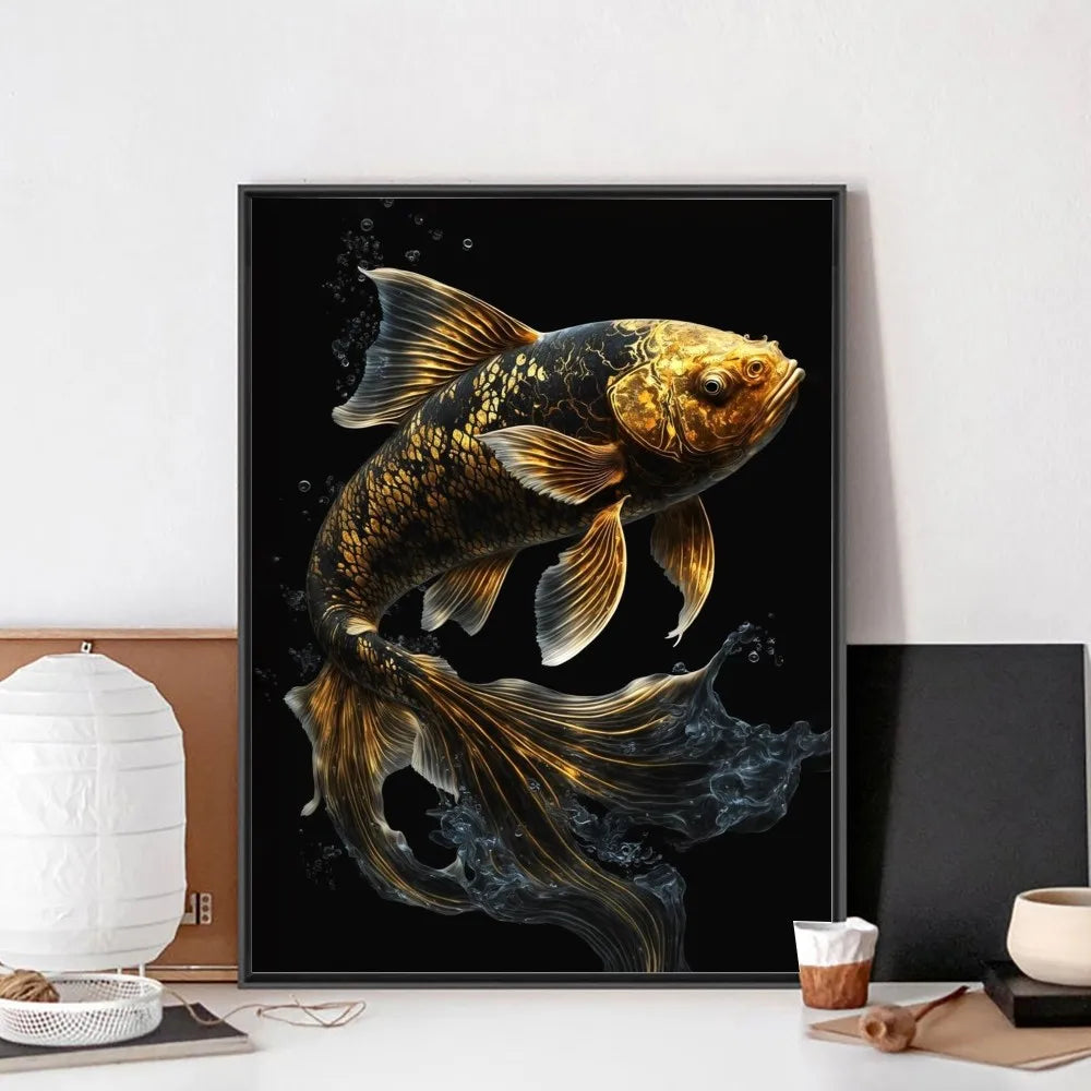 Black and Gold Animals Portrait Poster