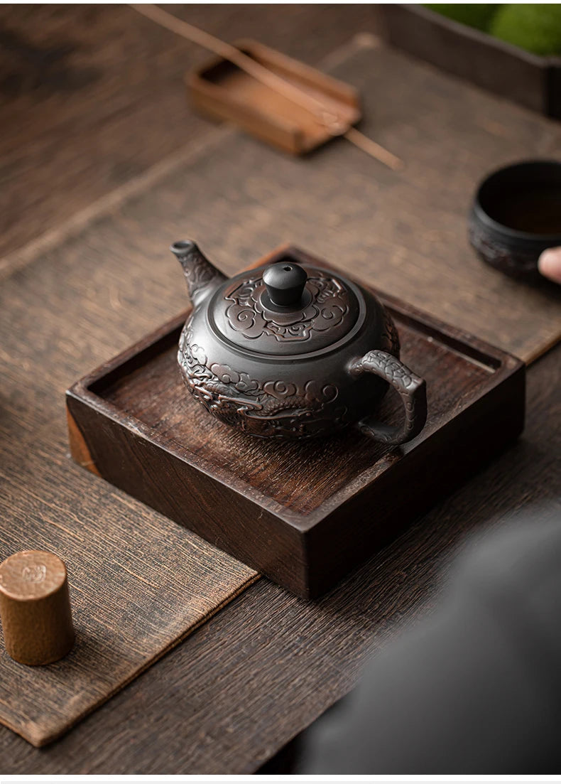 Antique Chinese Style Carved Teapot