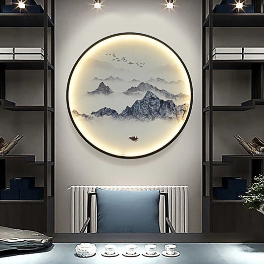 Chinese Style Wall Lamp Zen Circular Led Lights