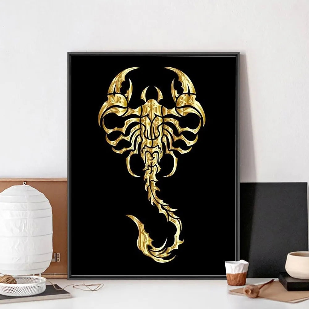 Black and Gold Animals Portrait Poster