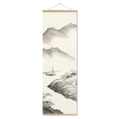 Panda Tree Mountain Canvas Painting