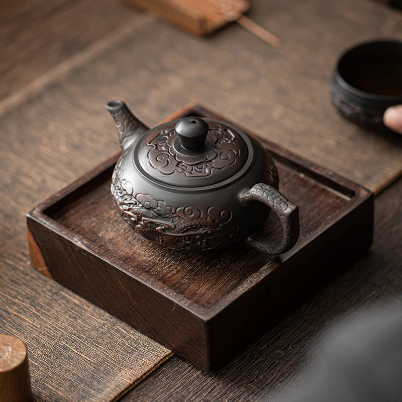 Antique Chinese Style Carved Teapot