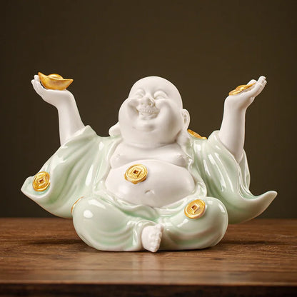 Chinese-Style Zen Mood Maitreya Ornament For Porch Sitting Room Home Office Decorative Ornaments Customized Porcelain Maitreya