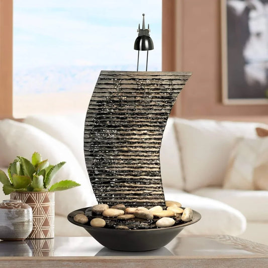 Japanese Style Water Ripple Tabletop Fountain with Light