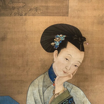 Leng Mei's "Exhausted Reading of Spring Blossoms" meticulous Chinese painting