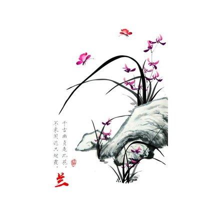 Chinese Style Painting Flowers Canvas Art Unframed