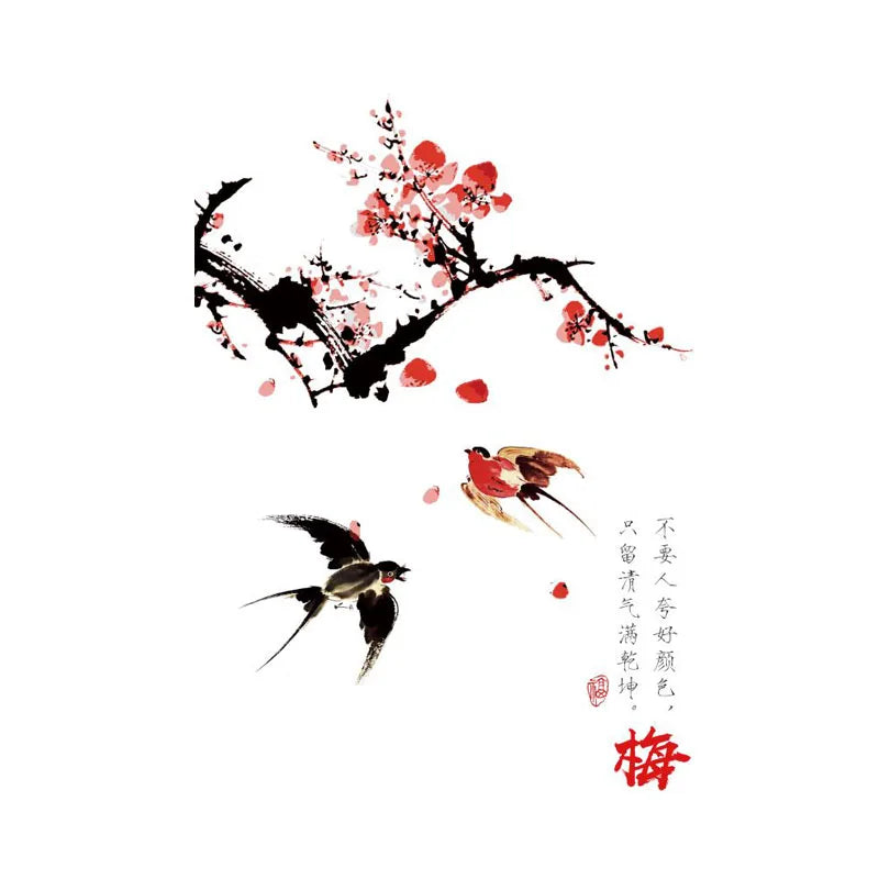 Chinese Style Painting Flowers Canvas Art Unframed